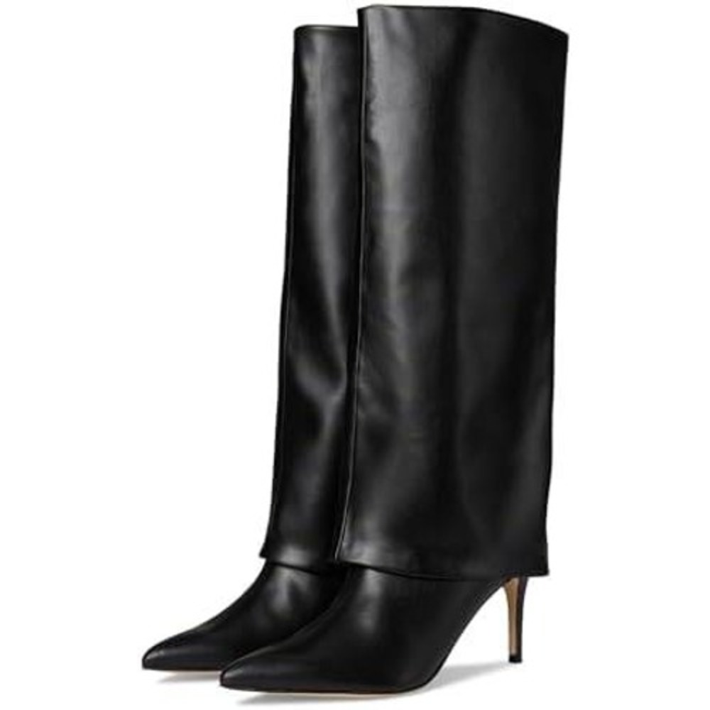 Calvin Klein Womens Vamsy 75MM Point Toe Gaiter Knee High Boots Black Size 7